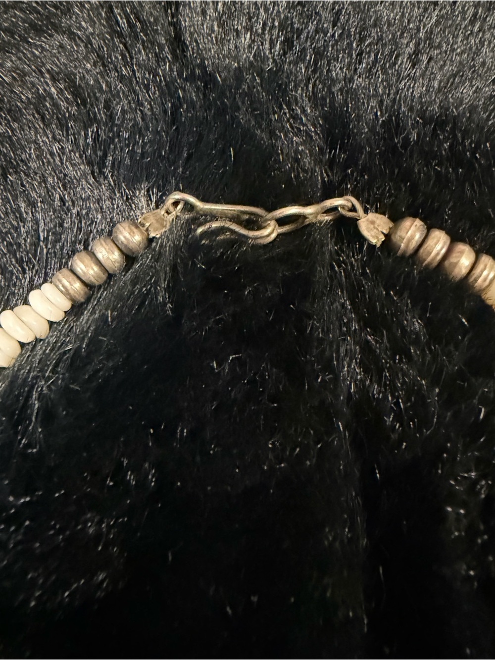 925 Sterling Silver Pendant Beaded Necklace white buffalo Native American - Picture 3 of 6
